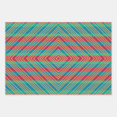 オレンジダイヤモンドブルーレッドターコイズパターン ラッピングペーパーシート (正面2)