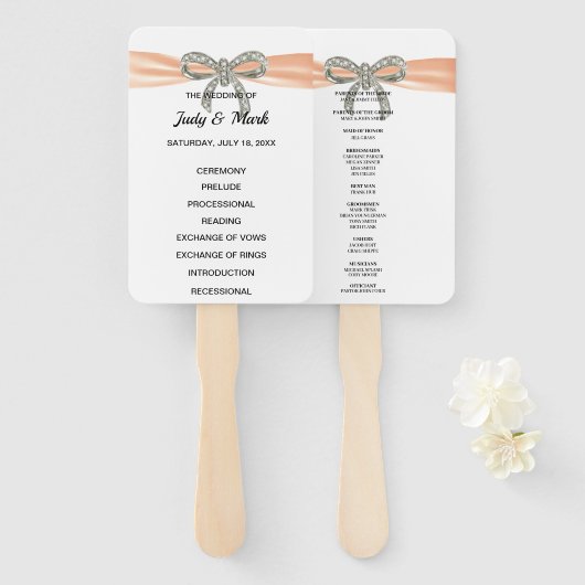 オレンジダイヤモンドボウ結婚式 プログラム ハンドファン (正面&裏面)