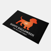 オレンジダシュントハッピーハローウィンファミリー名 ドアマット (アングル)
