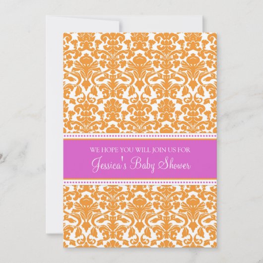オレンジダマスクカスタムベビーシャワー招待状 招待状 (正面)