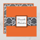 オレンジダマスクモノグラム結婚式招待状 招待状 (正面/裏面)