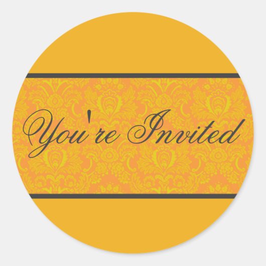 オレンジダマスク封筒用シール ラウンドシール (正面)