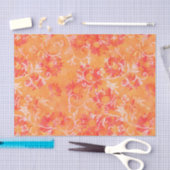 オレンジダマスク織パターン 薄葉紙 (クラフト)