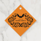 オレンジダマスコグラムこうもりとスパイダートリックまたはトリート フェイバータグ (裏面)