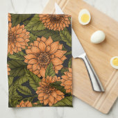 オレンジダリアガーデン キッチンタオル (四つ折り)
