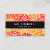 オレンジダリア花、花屋、花屋 名刺 (正面)