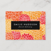 オレンジダリア花、花屋、花屋 名刺 (正面)