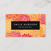 オレンジダリア花、花屋、花屋 名刺 (正面)