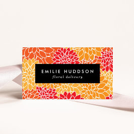 オレンジダリア花、花屋、花屋 名刺