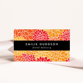 オレンジダリア花、花屋、花屋 名刺