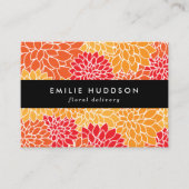 オレンジダリア花、花屋、花屋 名刺 (正面)