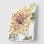 オレンジダリア スクエア壁時計 (傾斜)