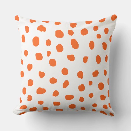 オレンジダルマモダンシア斑点点アニマルプリント クッション (正面)