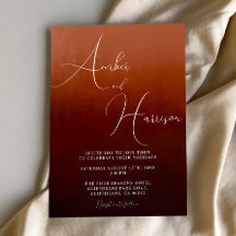 オレンジダークグラデーショングラモールボホ結婚式招待状