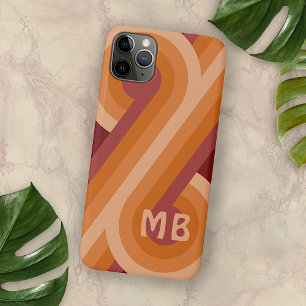 オレンジダークマルーンレッドミッドセンチュリーアートパターン iPhone 11 PRO MAXケース