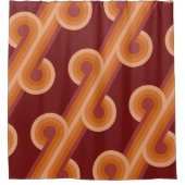 オレンジダークマルーンレッドレトロサークルアートパターン シャワーカーテン (正面)