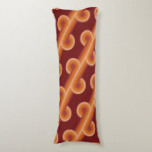 オレンジダークマルーンレッドレトロサークルアートパターン ボディピロー (正面縦)