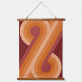 オレンジダークマルーンレッドレトロサークルアートパターン 吊り下げ型タペストリー (正面)