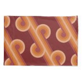 オレンジダークマルーンレッドレトロサークルアートパターン 枕カバー (裏面-左)