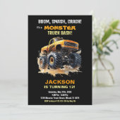 オレンジダークモンスタートラック誕生日招待状 招待状 (スタンド正面)