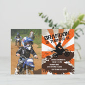 オレンジダートバイク誕生日招待状 招待状 (スタンド正面)