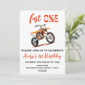 オレンジダートバイク1st誕生日招待状 招待状 (スタンド正面)