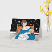 オレンジチェアスターズでベビーを持つ母 カード (黄色い花)