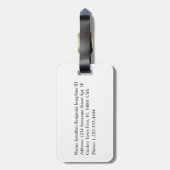 オレンジチェッカーボードが付いているシンプルなモノグラム ラゲッジタグ (裏面縦)