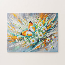 オレンジチップバタフライとダフォジルオイル塗装 ジグソーパズル