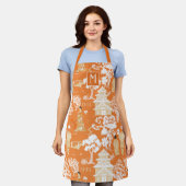 オレンジチノイスリーパゴダスモノグラム エプロン (着用した状態)