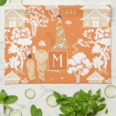 オレンジチノイスリーパゴダスモノグラム キッチンタオル (折り畳み)