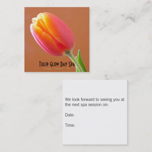 オレンジチューリップのクローズアップの写真の商談の約束 予約カード (正面/裏面)