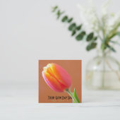 オレンジチューリップのクローズアップの写真の商談の約束 予約カード (スタンド正面)