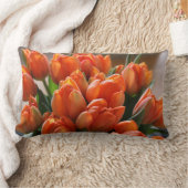 オレンジチューリップの枕 ランバークッション (ブランケット)