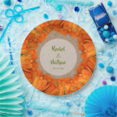 オレンジチューリップオンクラフトパターン紙プレート ペーパープレート (パーティー)