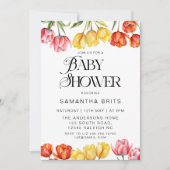 オレンジチューリップモダンフローラベビーシャワー招待状 招待状 (正面)