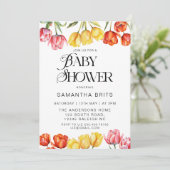 オレンジチューリップモダンフローラベビーシャワー招待状 招待状 (スタンド正面)