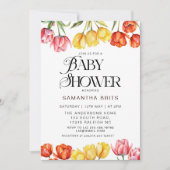 オレンジチューリップモダンフローラベビーシャワー招待状 招待状 (正面)