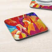 オレンジチューリップ水彩画絵画花 コースター (左側)