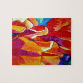 オレンジチューリップ水彩画絵画花 ジグソーパズル (横)