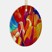 オレンジチューリップ水彩画絵画花 セラミックオーナメント (右)