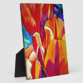 オレンジチューリップ水彩画絵画花 フォトプラーク (側面)