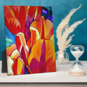 オレンジチューリップ水彩画絵画花 フォトプラーク (側面)