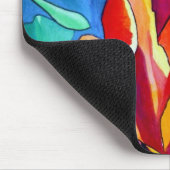 オレンジチューリップ水彩画絵画花 マウスパッド (コーナー)