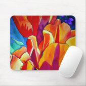 オレンジチューリップ水彩画絵画花 マウスパッド (マウス)