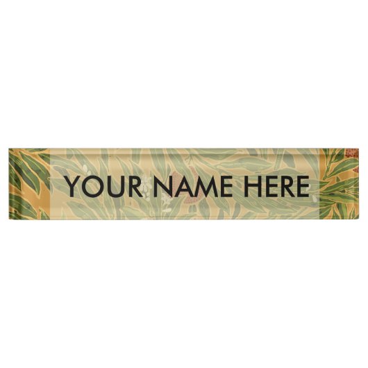 オレンジツリーヴィンテージカラフルフローラ デスクネームプレート (正面)