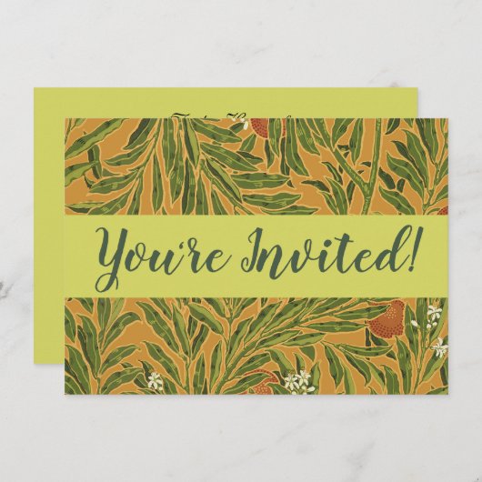 オレンジツリーヴィンテージカラフルフローラ 招待状 (正面/裏面)