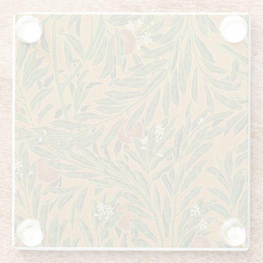 オレンジツリーヴィンテージ壁紙パターンアールヌーボー ガラスコースター (裏面)