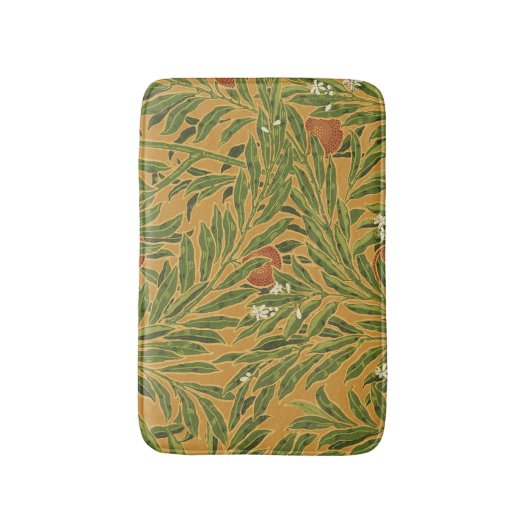 オレンジツリーヴィンテージ壁紙パターンアールヌーボー バスマット (正面縦)