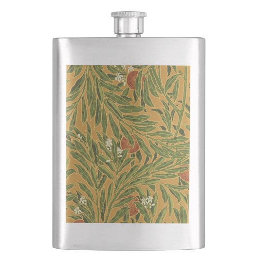 オレンジツリーヴィンテージ壁紙パターンアールヌーボー フラスク (正面)